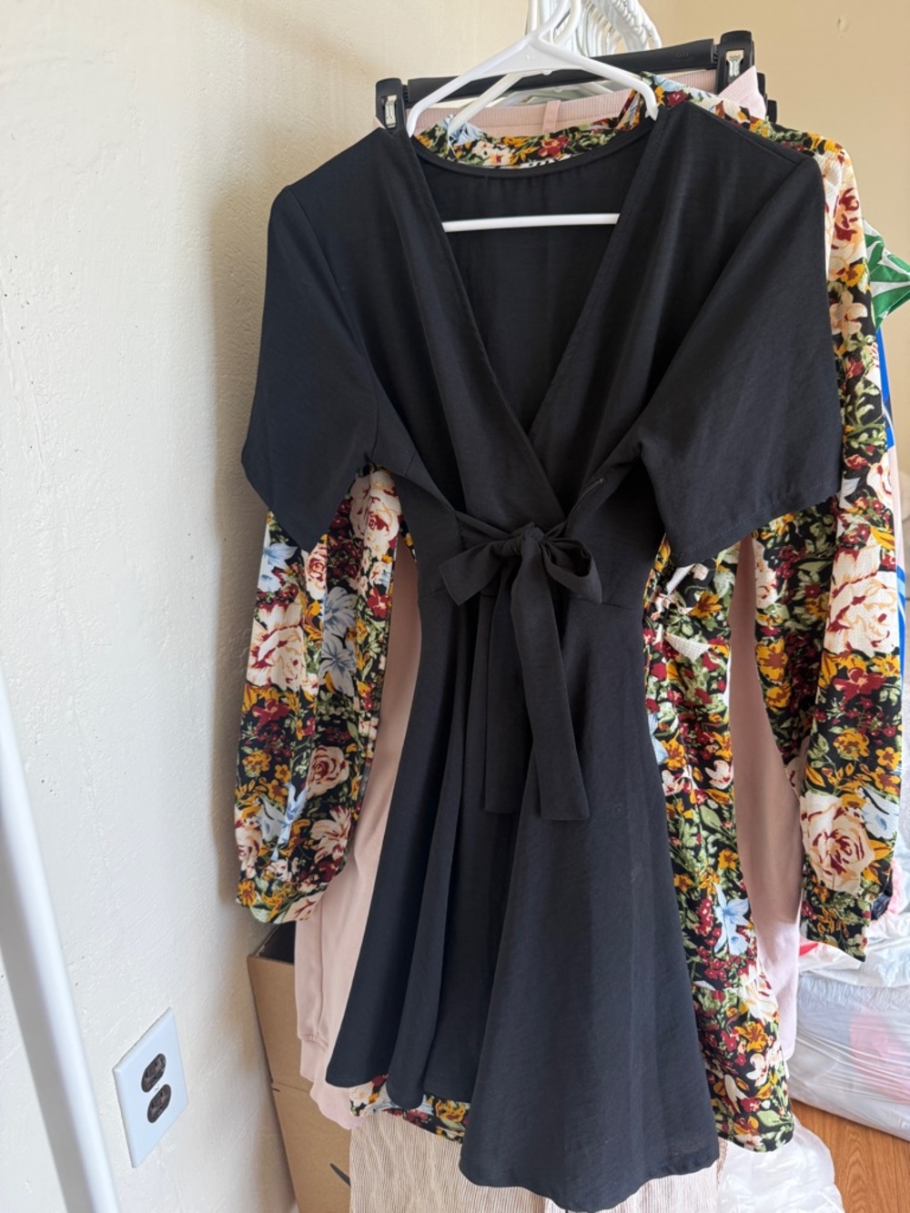 Women's Black Tie-Front Mini Dress